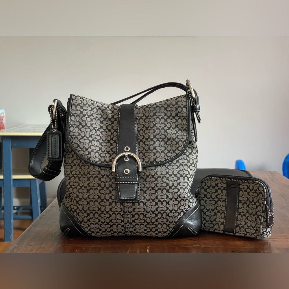 VTG. COACH Women’s Sig. Monogram F3M-6376 Crossbody Handbag Purse w/ Coin Holder